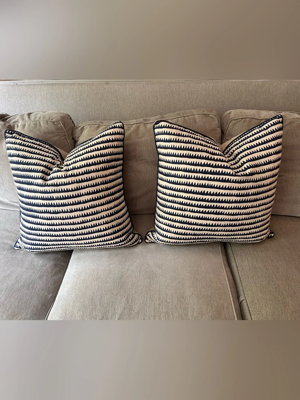 Ryan Studio Schumacher 20x20 Corfu blue tan pillows (2)